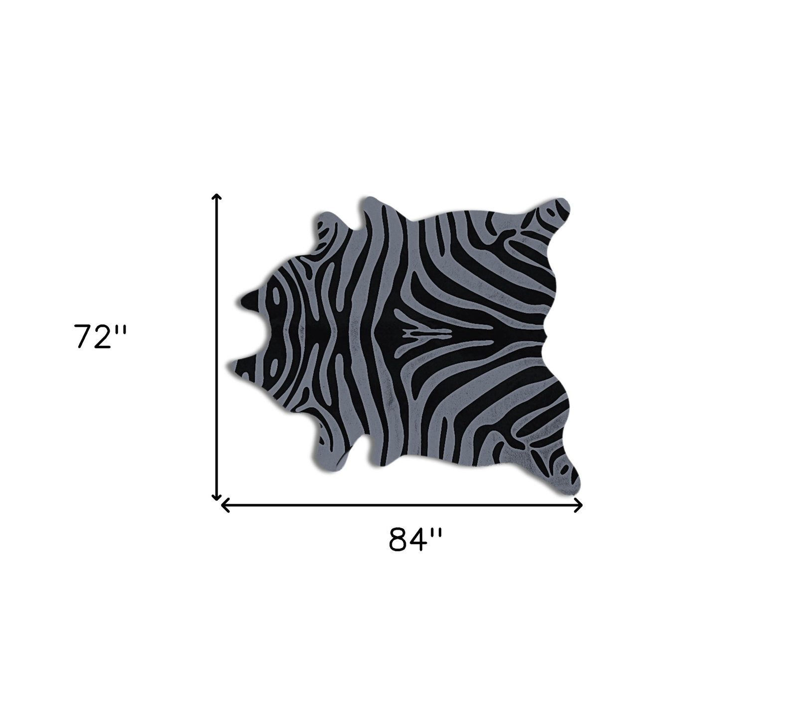 6′ X 7′ Gray and Black Zebra Cowhide Area Rug
