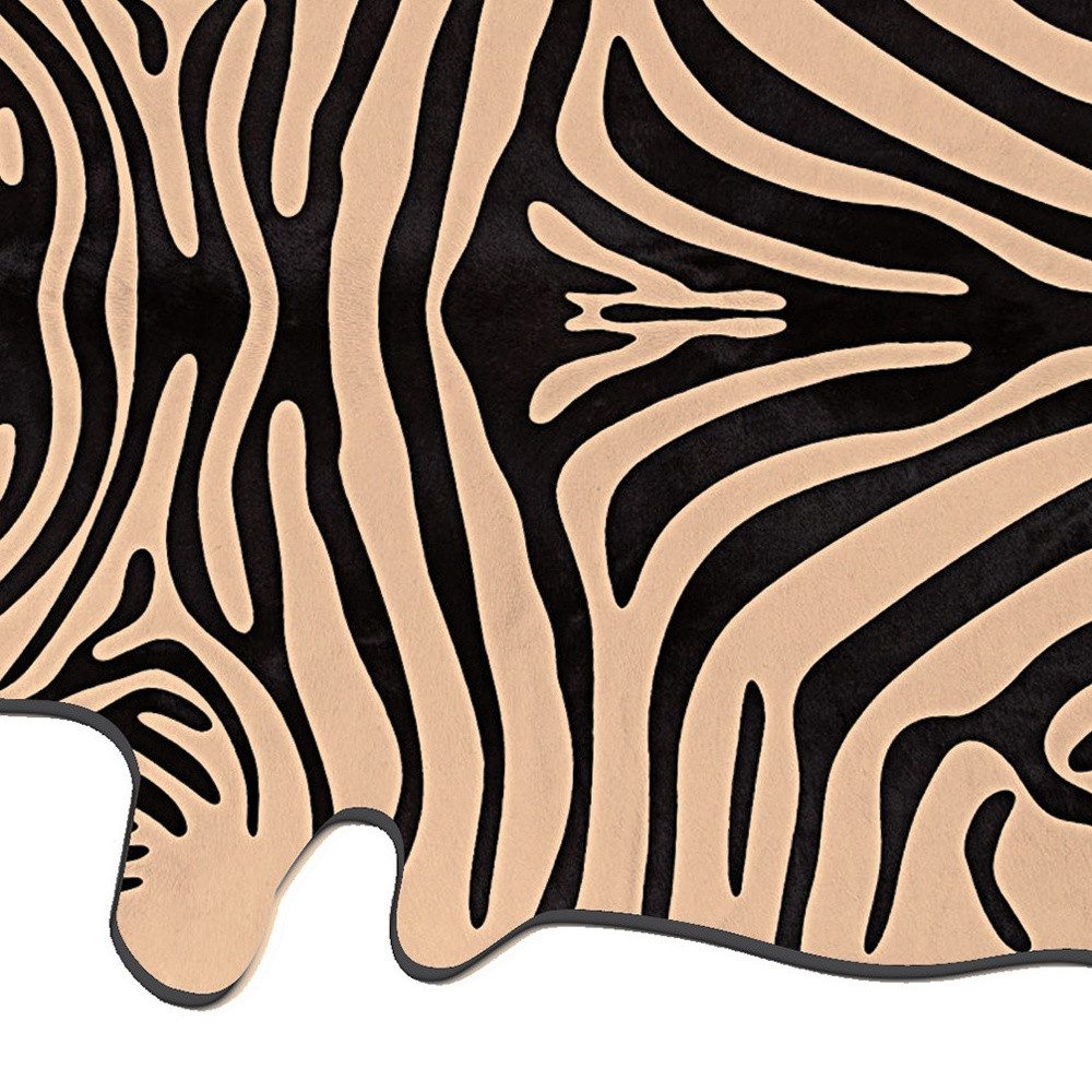 5′ X 7′ Black and Tan Zebra Cowhide Area Rug