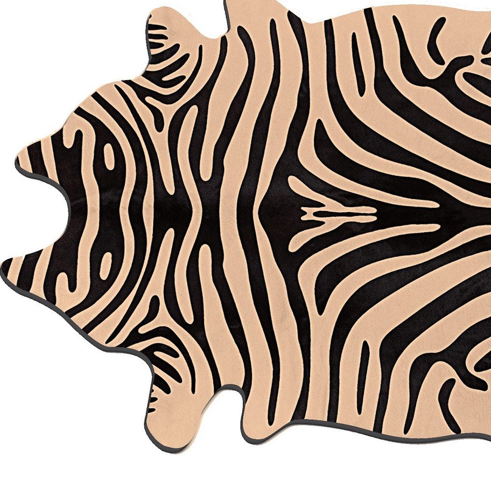 5′ X 7′ Black and Tan Zebra Cowhide Area Rug