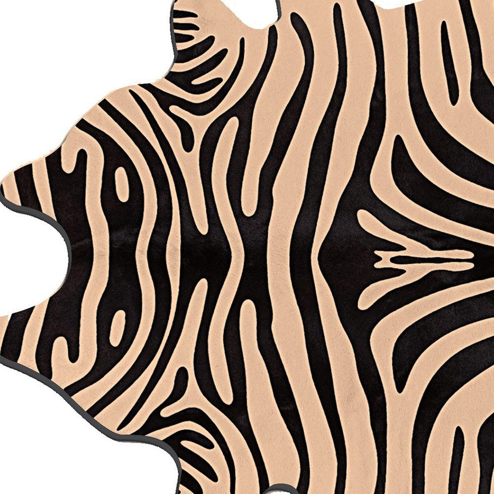 6′ X 7′ Black and Tan Zebra Cowhide Area Rug