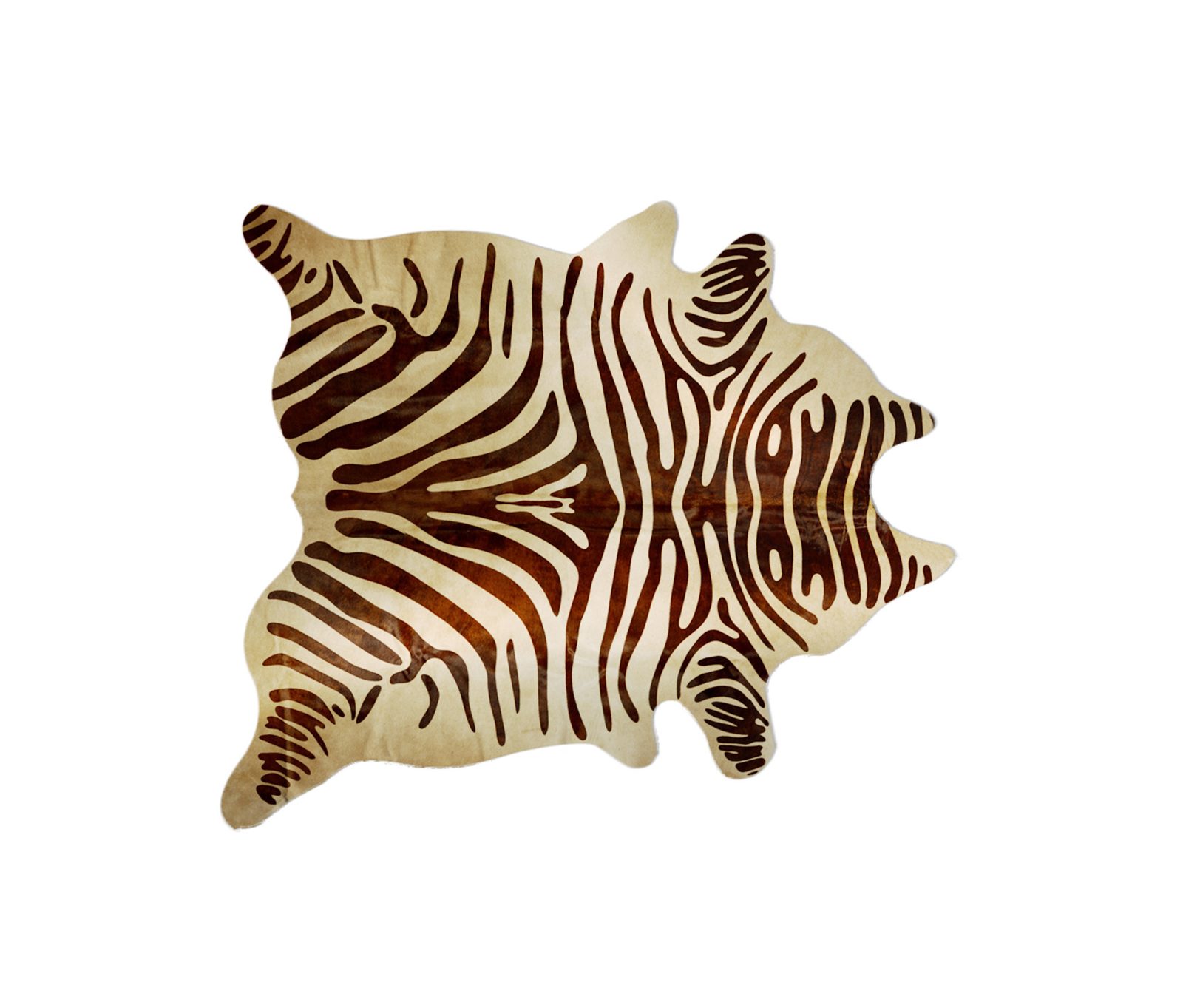 6′ X 7′ Natural Brown Zebra Print Cowhide Area Rug