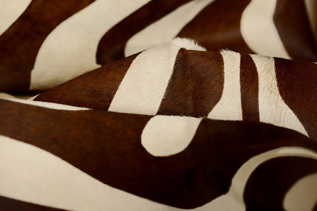 6′ X 7′ Natural Brown Zebra Print Cowhide Area Rug