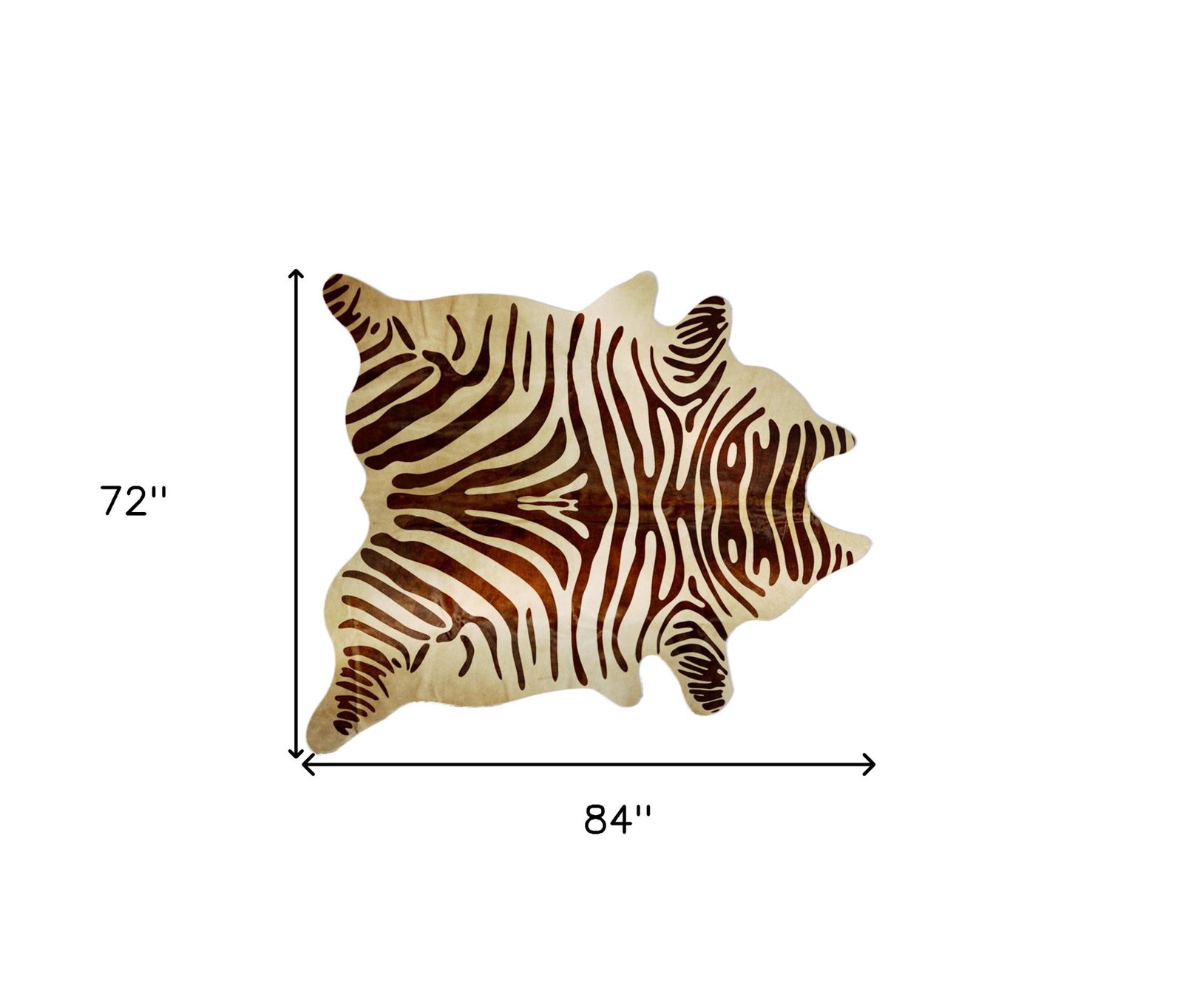 6′ X 7′ Natural Brown Zebra Print Cowhide Area Rug