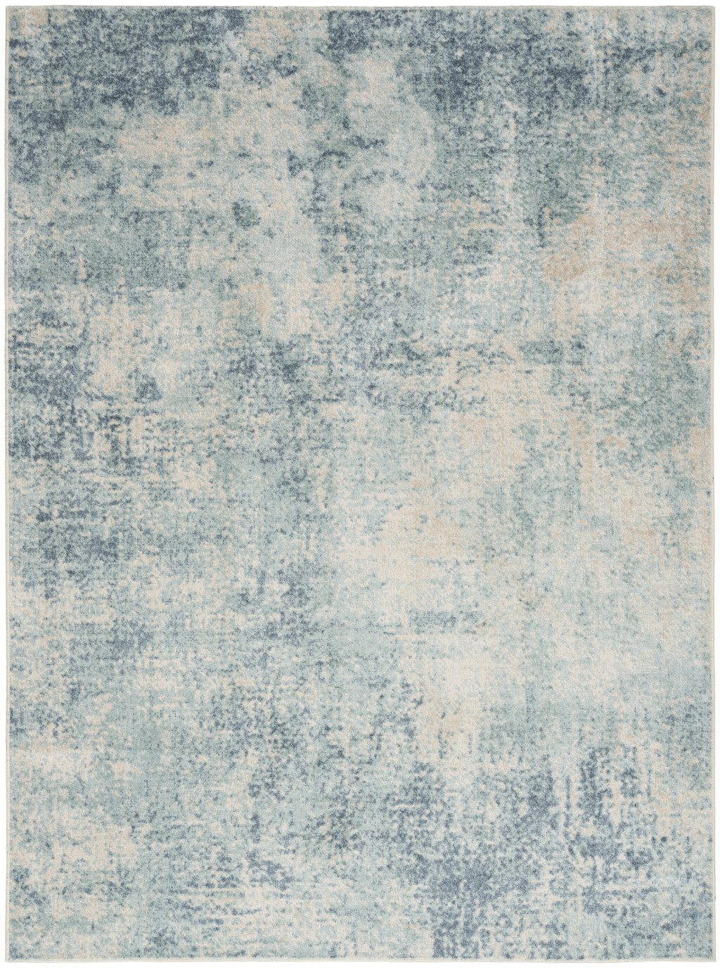 4′ X 6′ Blue and Ivory Abstract Area Rug II