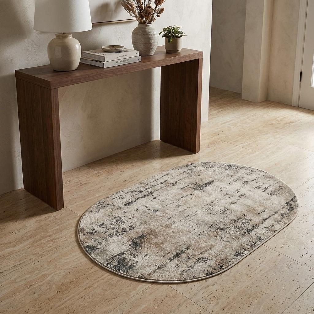 3′ X 5′ Beige and Gray Abstract Area Rug
