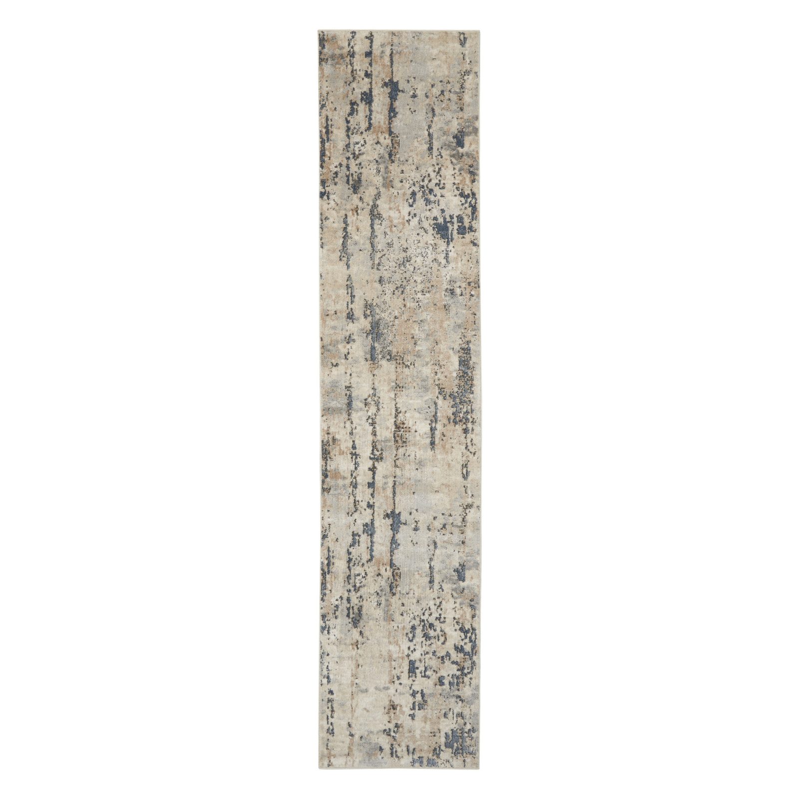 16′ Beige and Gray Abstract Runner Rug