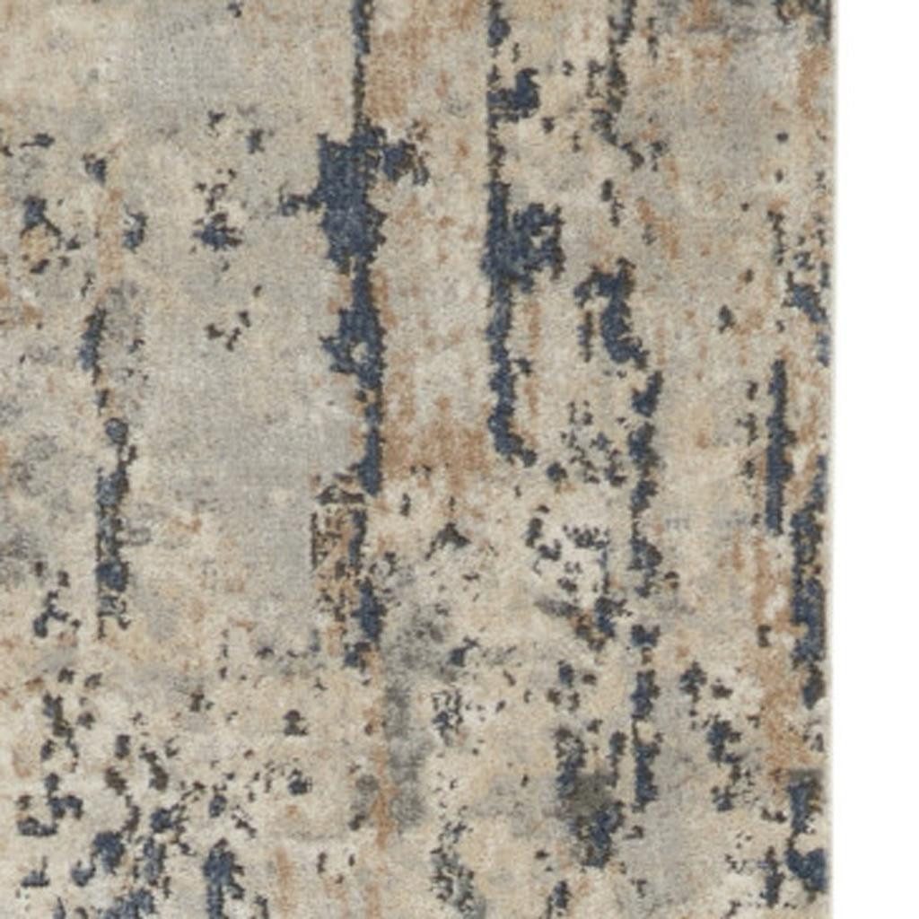 16′ Beige and Gray Abstract Runner Rug