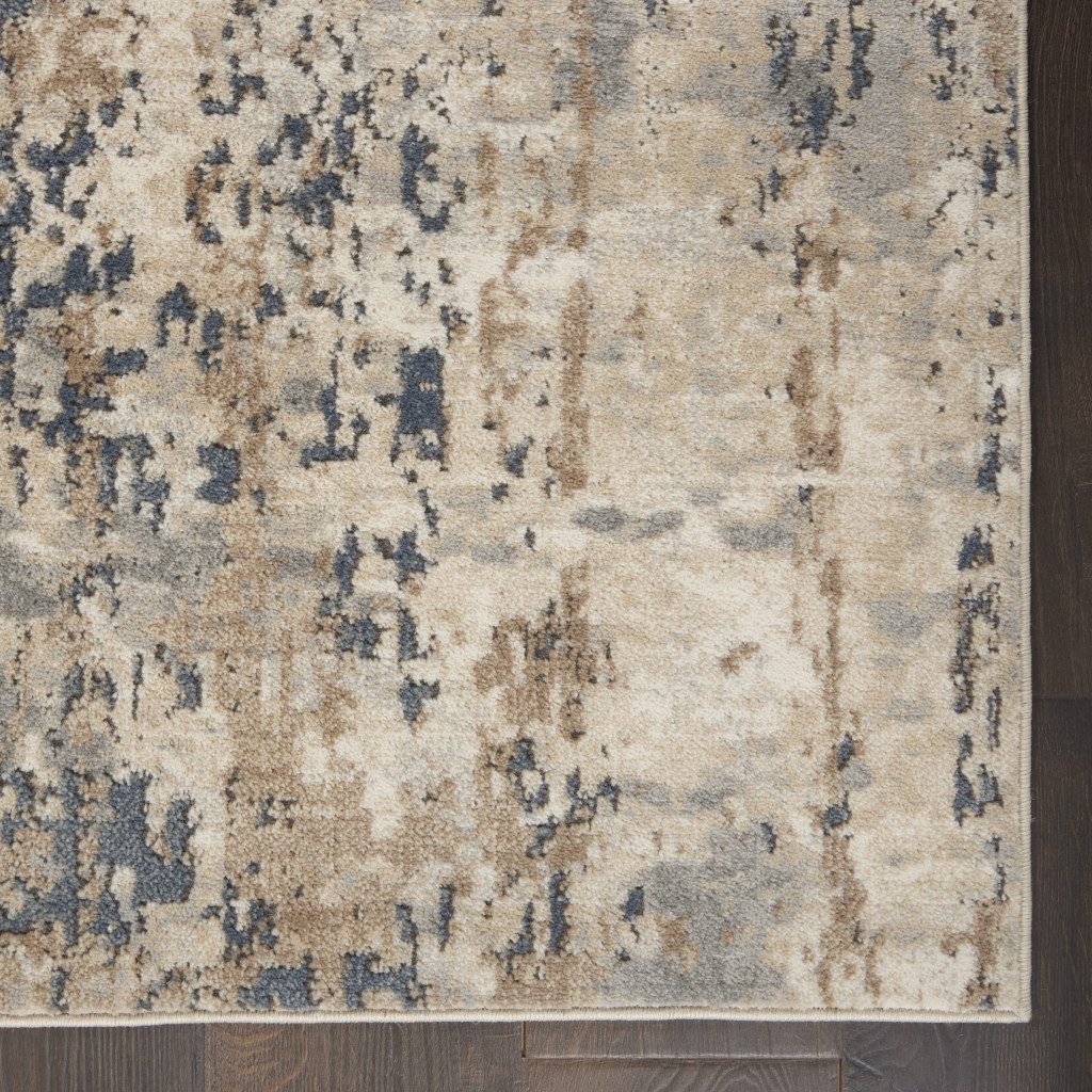 16′ Beige and Gray Abstract Runner Rug