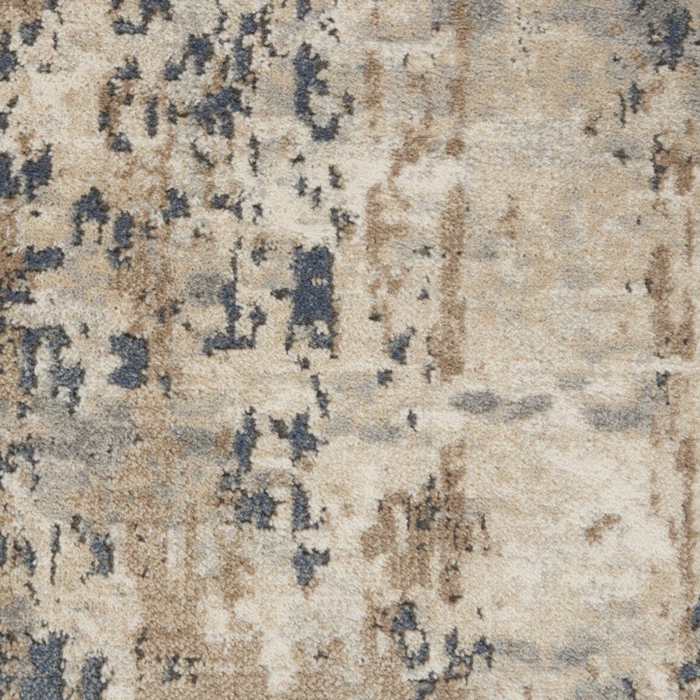 16′ Beige and Gray Abstract Runner Rug