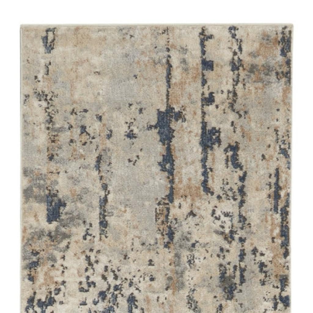 6′ Beige and Gray Abstract Runner Rug