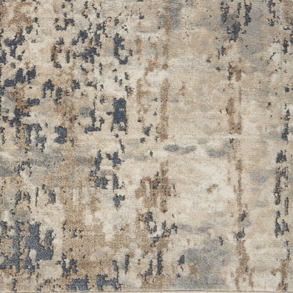 6′ Beige and Gray Abstract Runner Rug