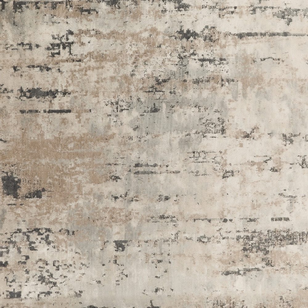 10′ Square Beige and Gray Abstract Power Loom Area Rug