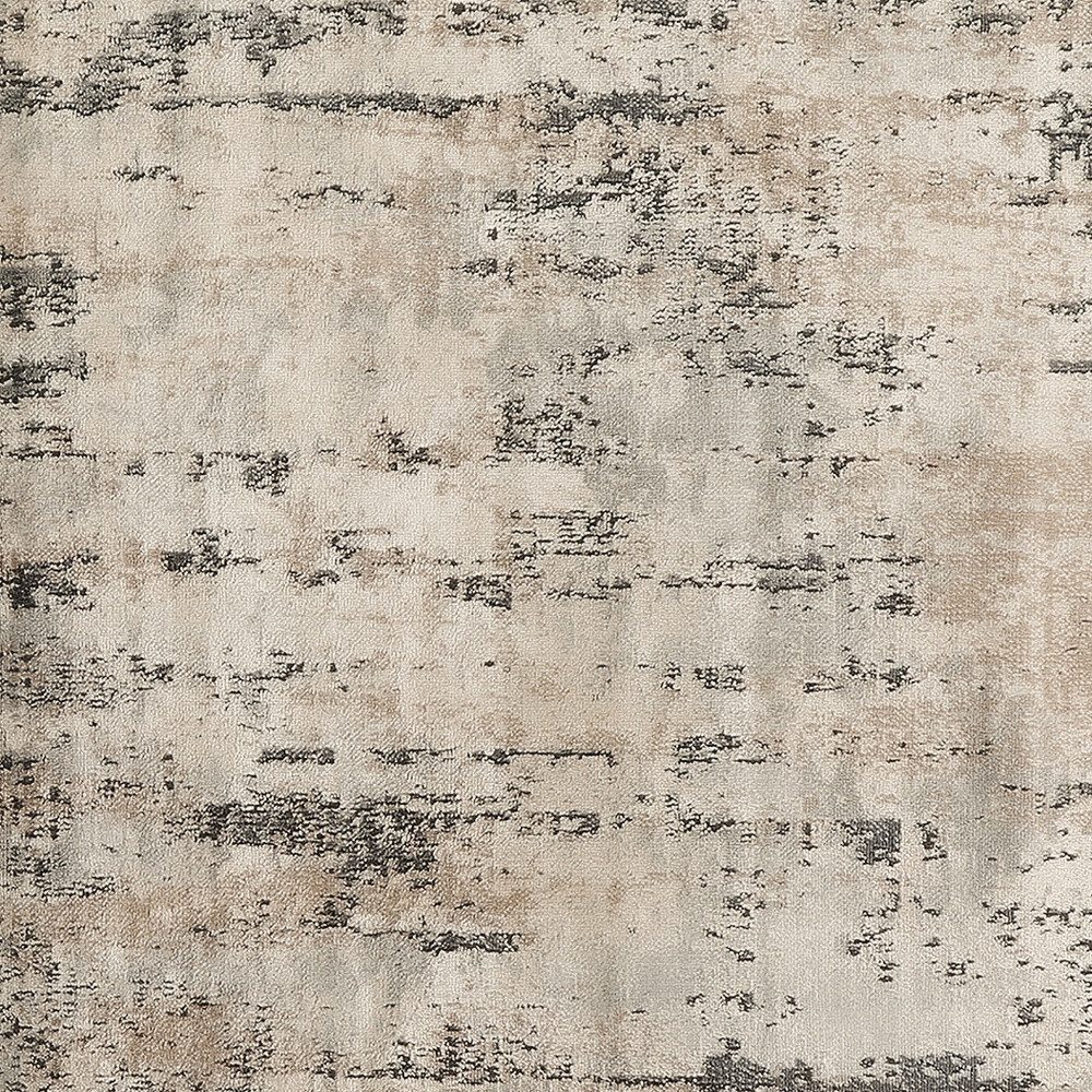 4′ Square Beige and Gray Abstract Area Rug