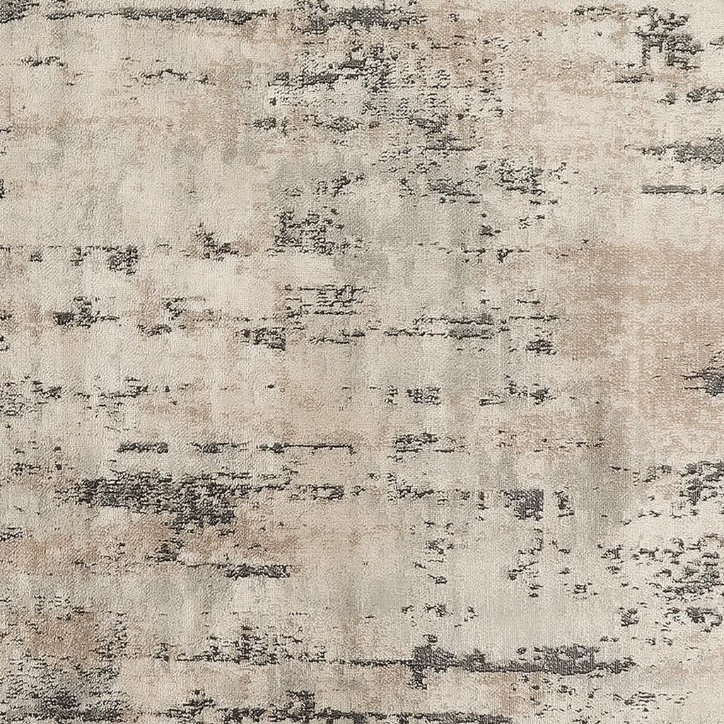 4′ Square Beige and Gray Abstract Area Rug