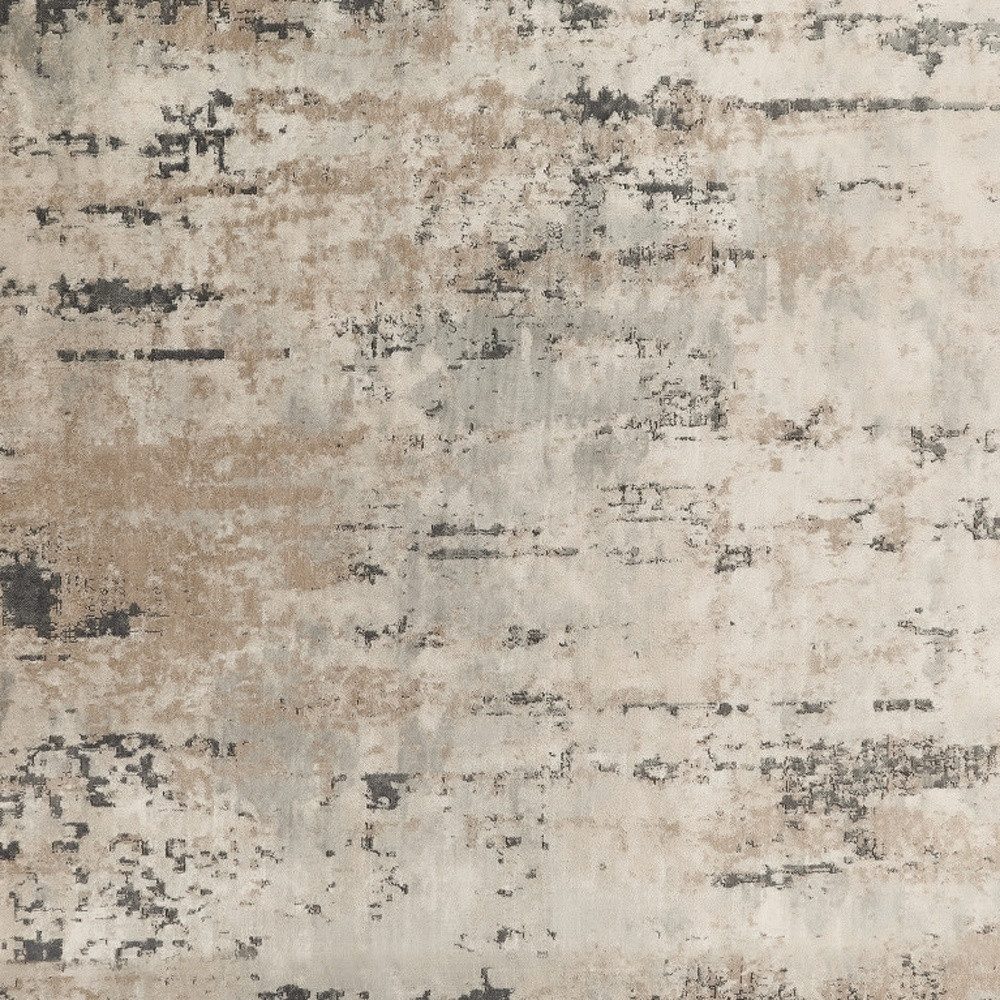 8′ Square Beige and Gray Abstract Power Loom Area Rug