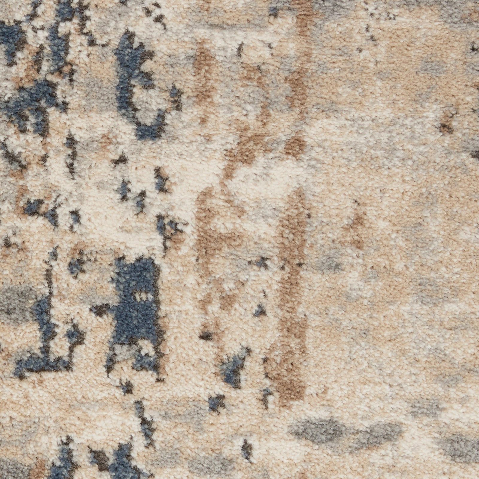 8′ Square Beige and Gray Abstract Power Loom Area Rug