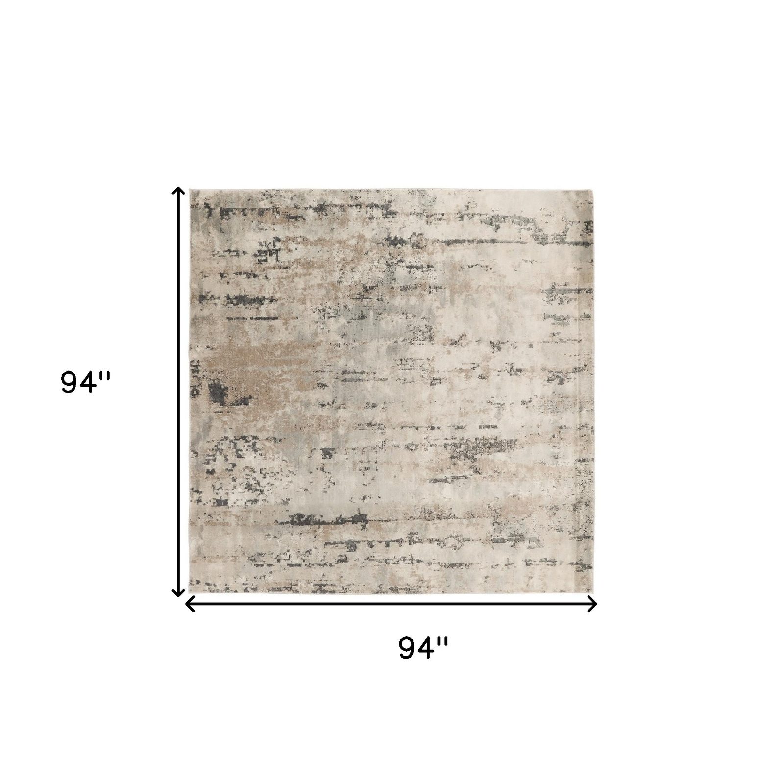 8′ Square Beige and Gray Abstract Power Loom Area Rug