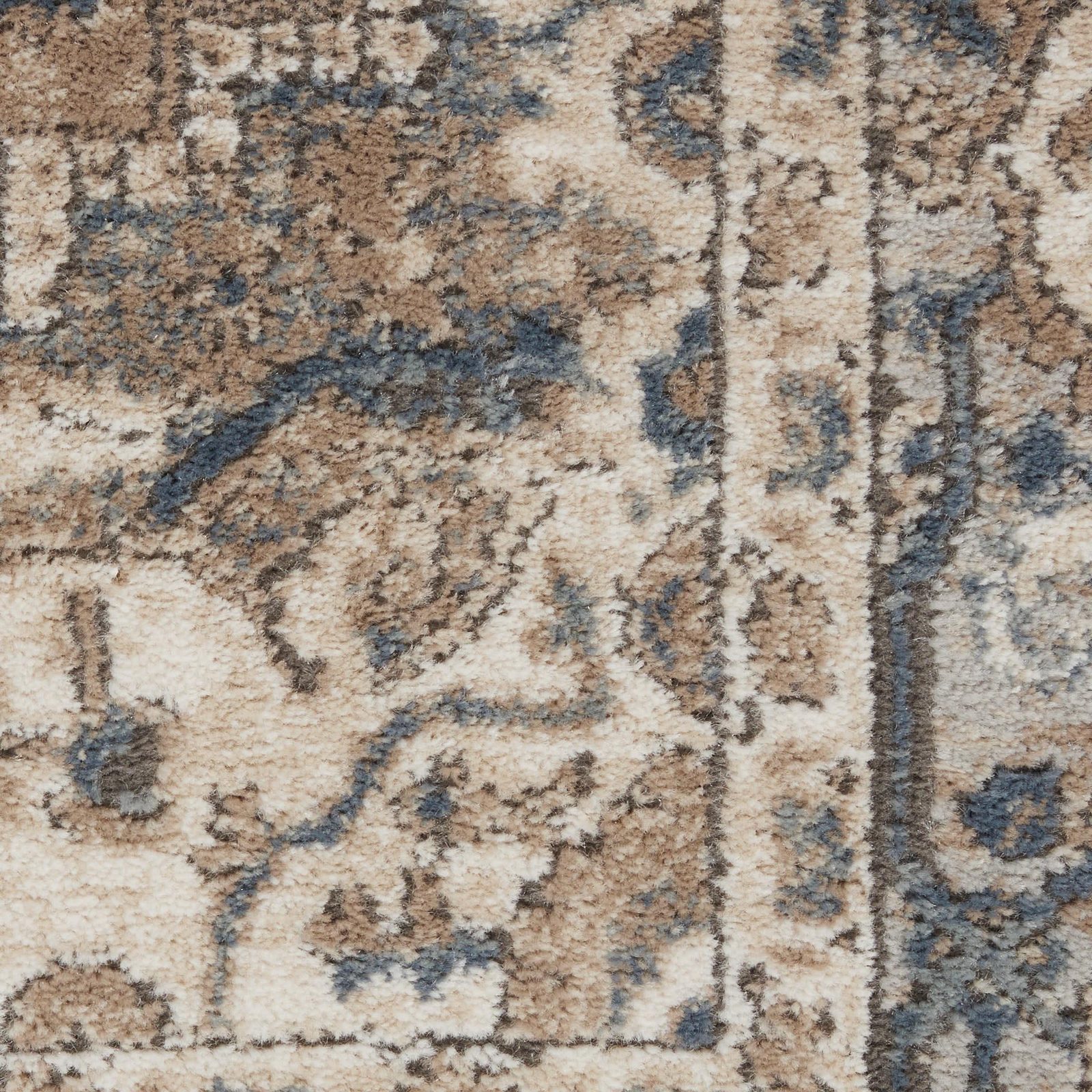 4′ Square Beige and Gray Distressed Medallion Area Rug