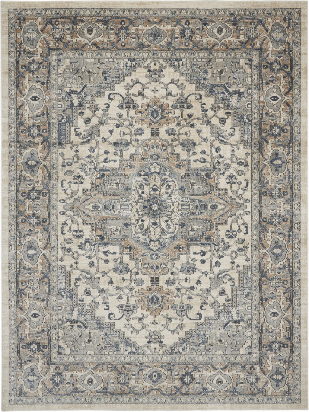 12′ X 15′ Ivory and Gray Medallion Area Rug