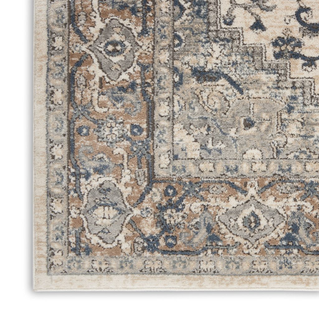 12′ X 15′ Ivory and Gray Medallion Area Rug