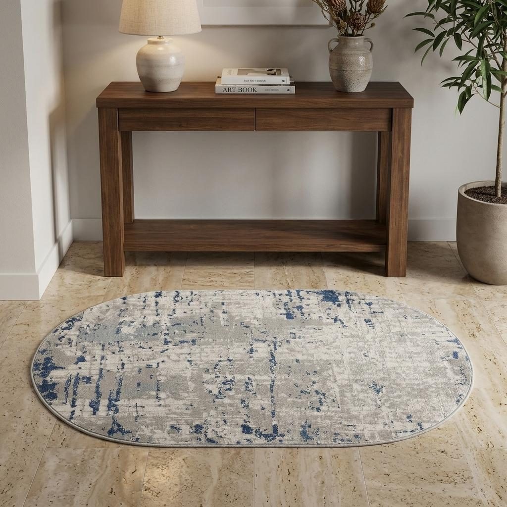 3′ X 5′ Gray and Ivory Abstract Area Rug