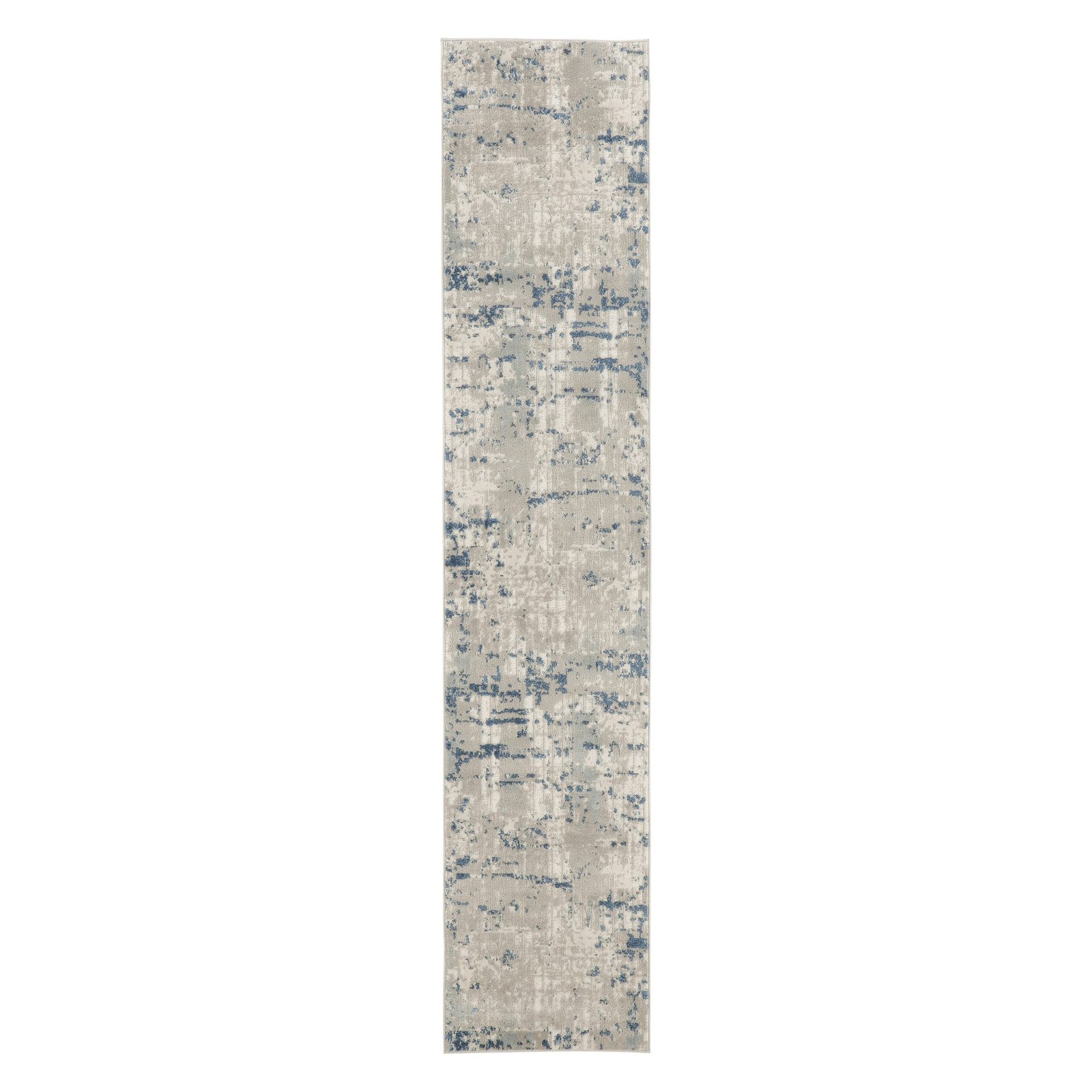 16′ Gray and Ivory Abstract Runner Rug