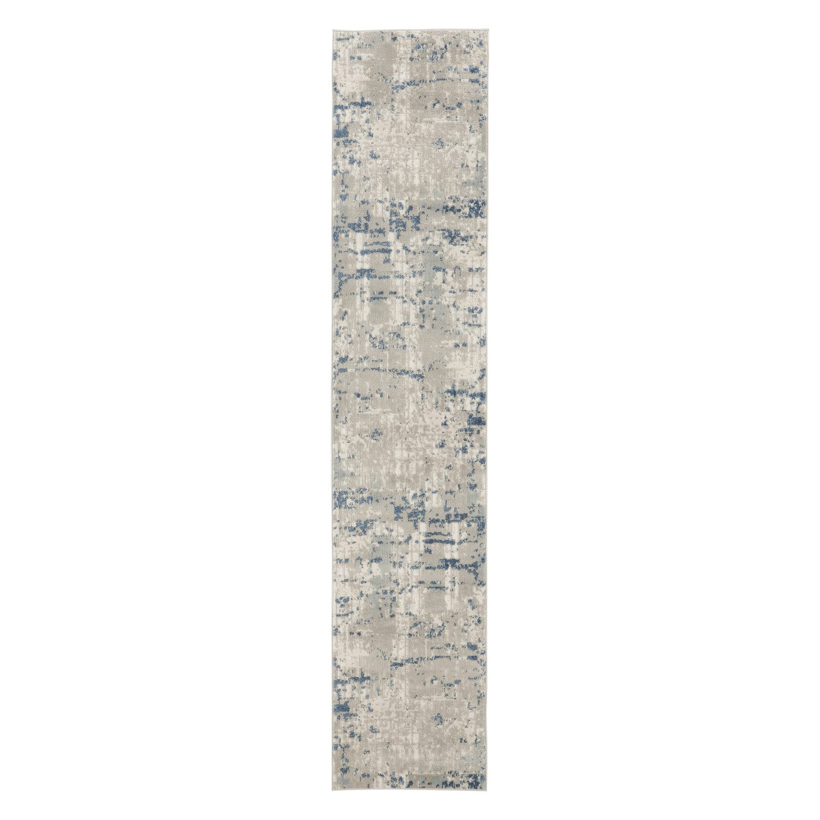 16′ Gray and Ivory Abstract Runner Rug
