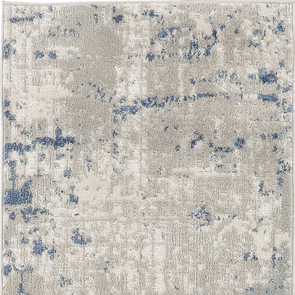 16′ Gray and Ivory Abstract Runner Rug