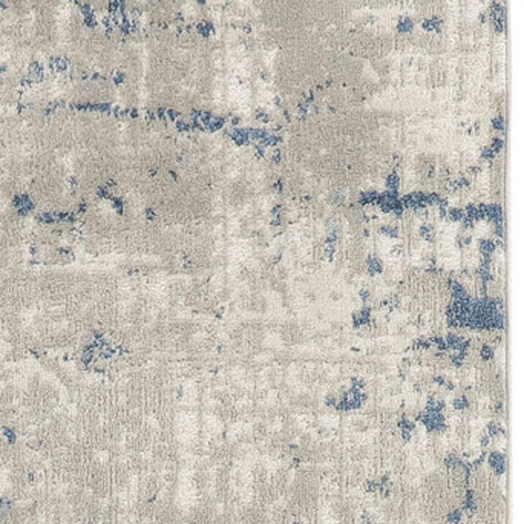 20′ Gray and Ivory Abstract Runner Rug