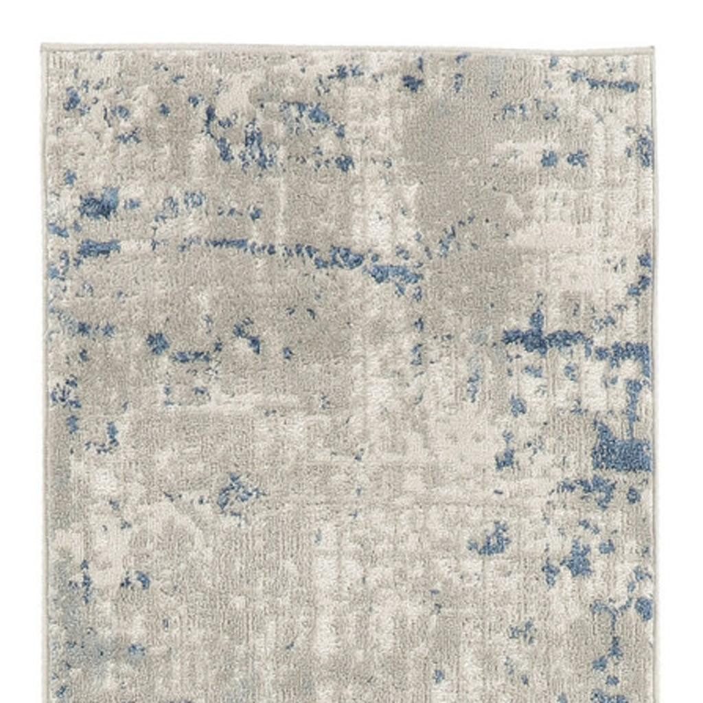 20′ Gray and Ivory Abstract Runner Rug