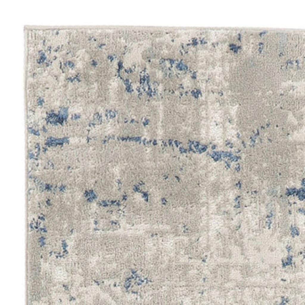 6′ Gray and Ivory Abstract Runner Rug