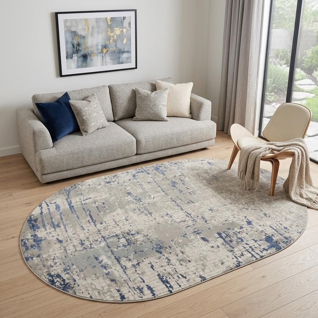 5′ X 8′ Gray and Ivory Abstract Area Rug II