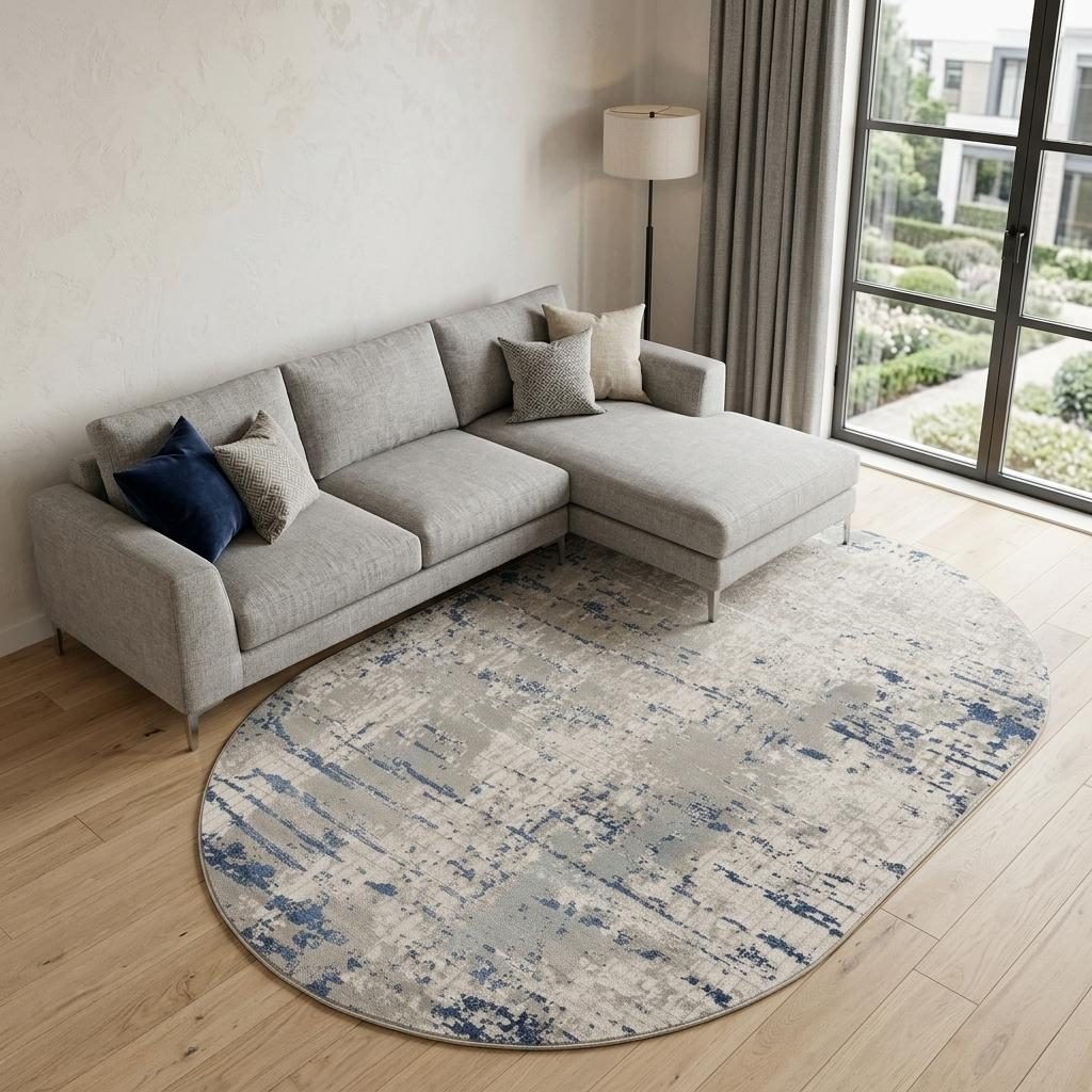 6′ X 9′ Gray and Ivory Abstract Area Rug
