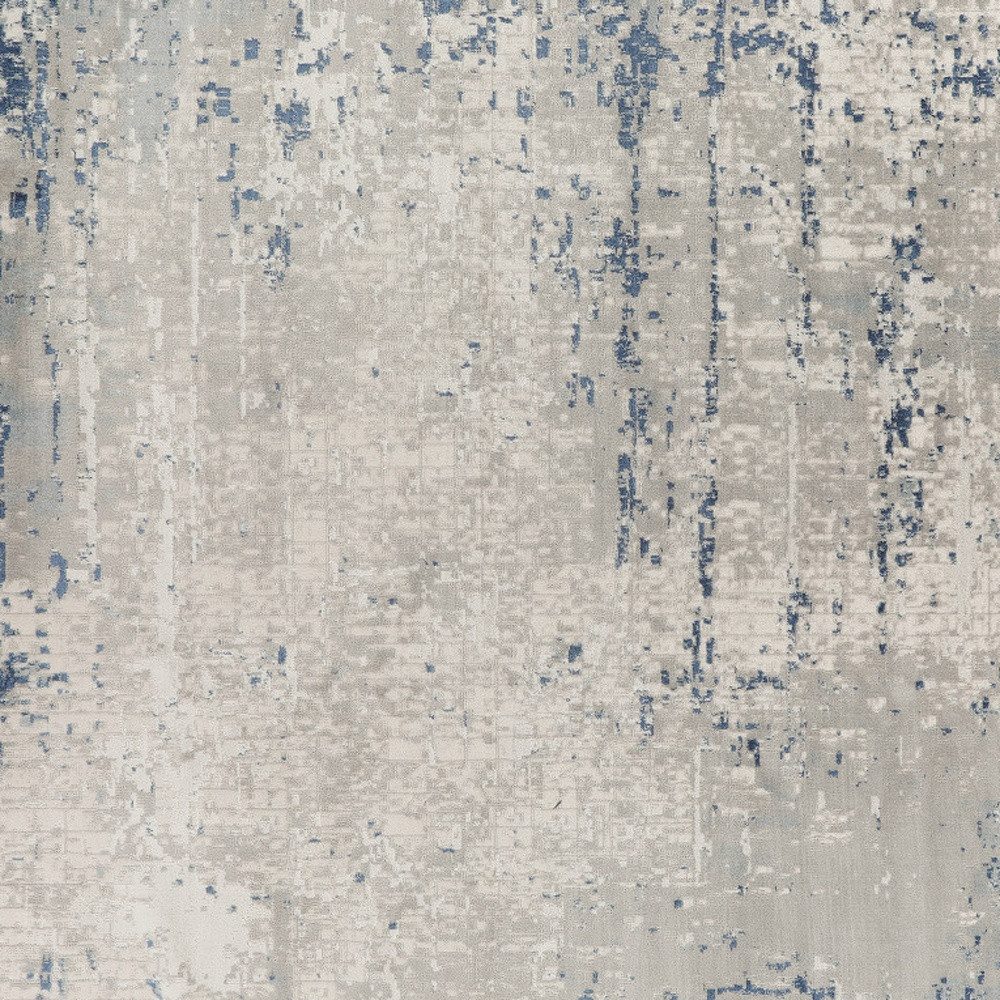 10′ Square Gray and Ivory Abstract Area Rug