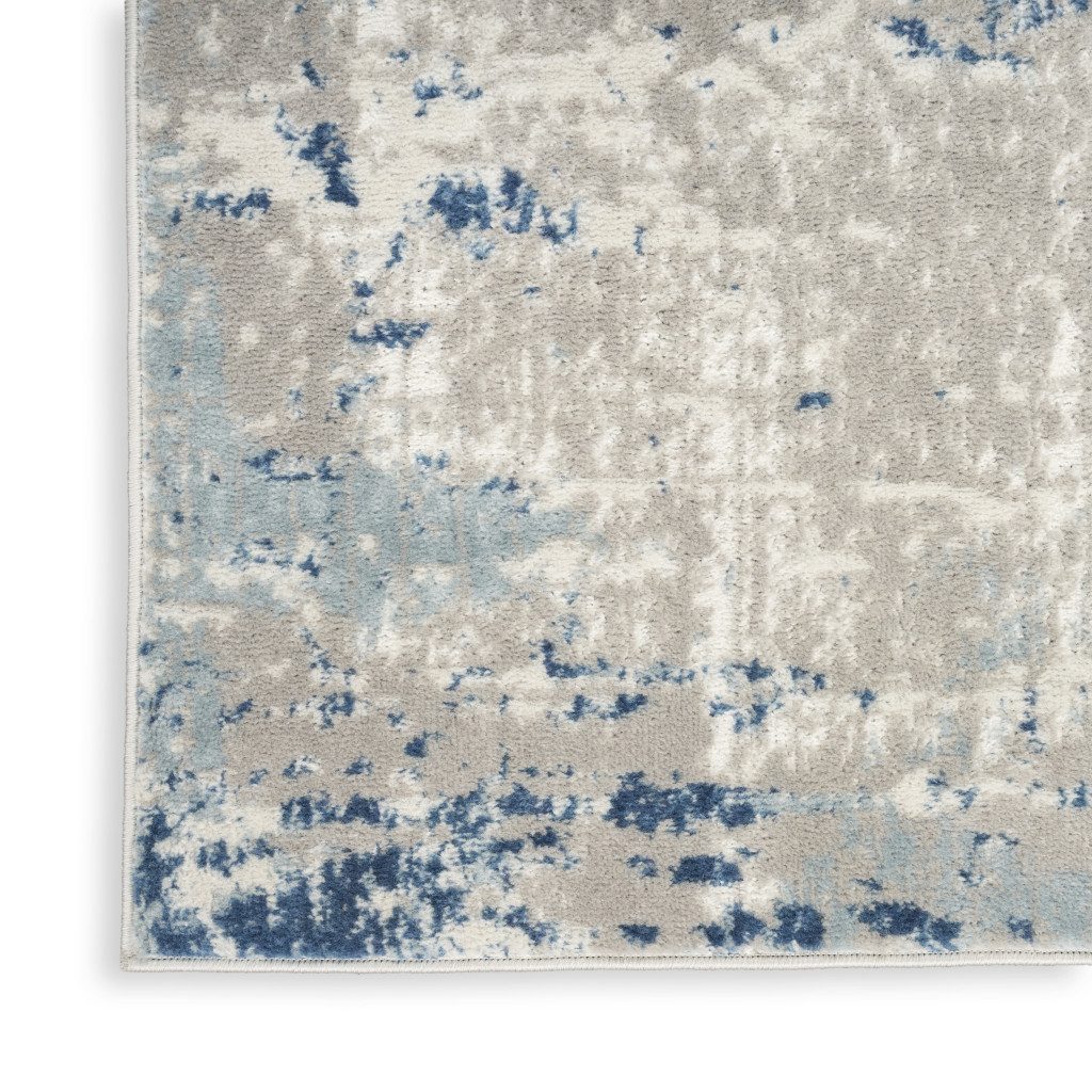 4′ Square Gray and Ivory Abstract Area Rug