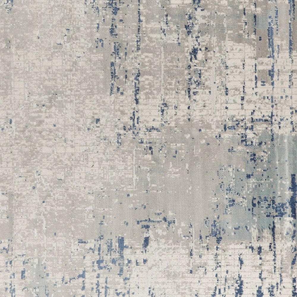 8′ Square Gray and Ivory Abstract Power Loom Area Rug