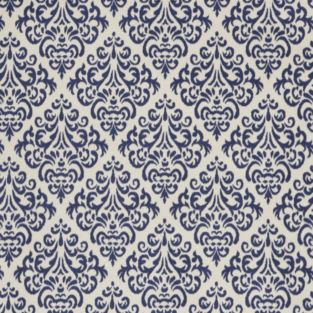 7′ X 10′ Blue and White Damask Area Rug