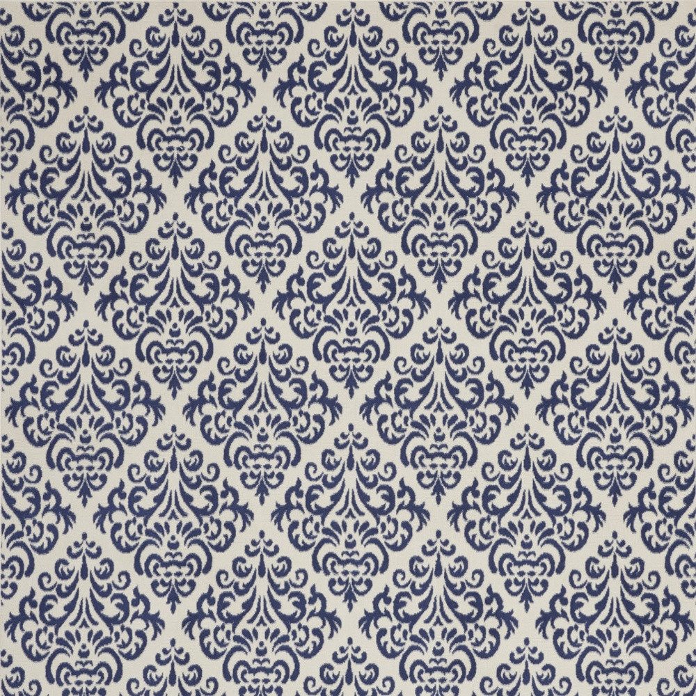 7′ X 10′ Blue and White Damask Area Rug