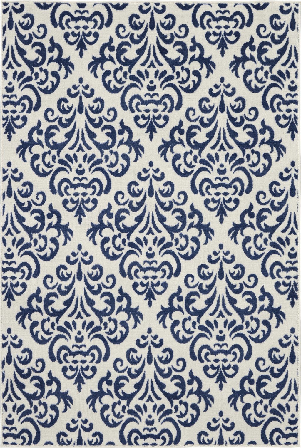 4′ X 6′ Blue and White Damask Area Rug