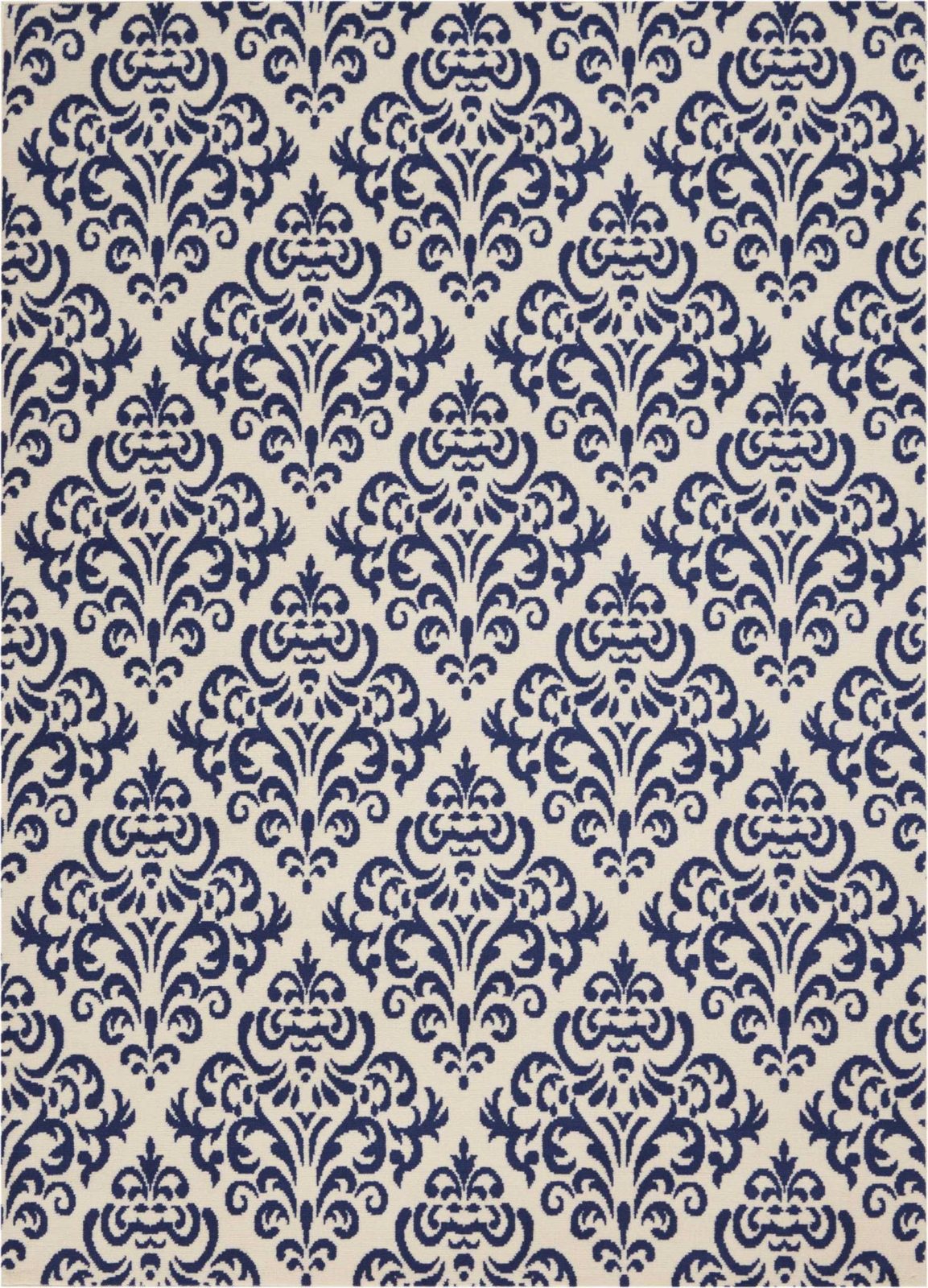 5′ X 7′ Blue And White Damask Area Rug