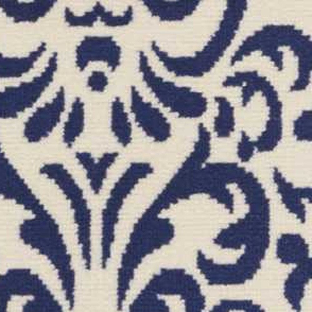 5′ X 7′ Blue And White Damask Area Rug