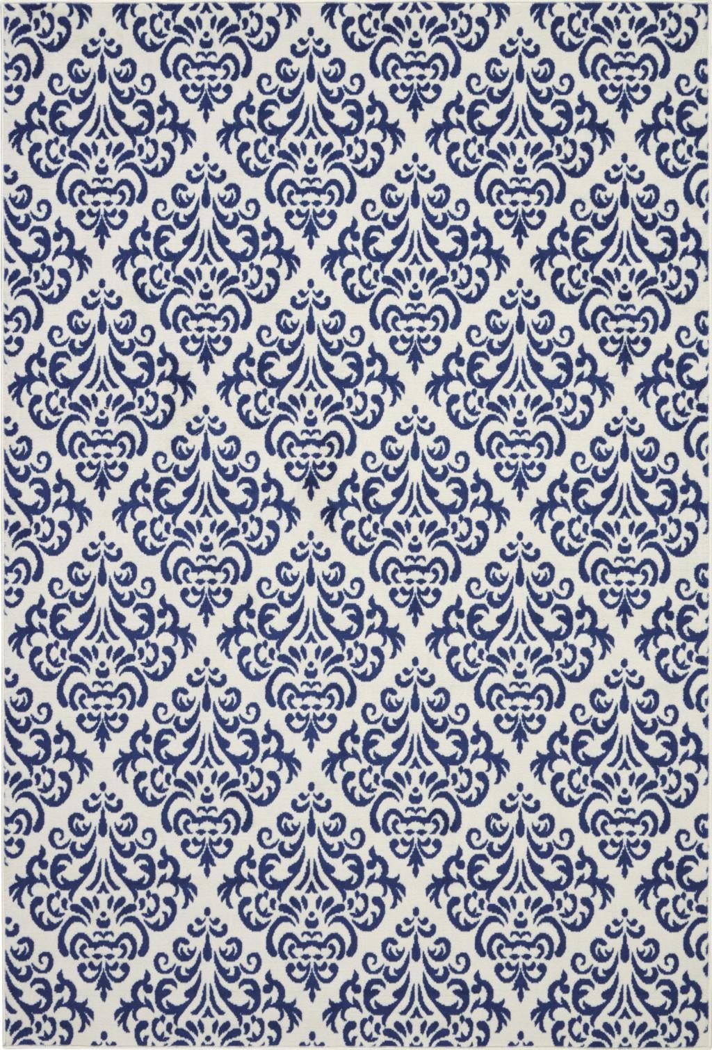 6′ X 9′ Blue and White Damask Area Rug