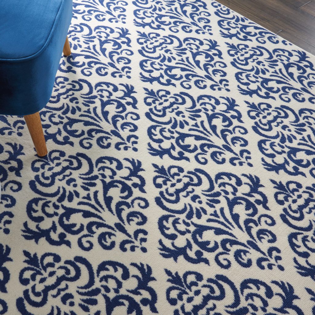 6′ X 9′ Blue and White Damask Area Rug