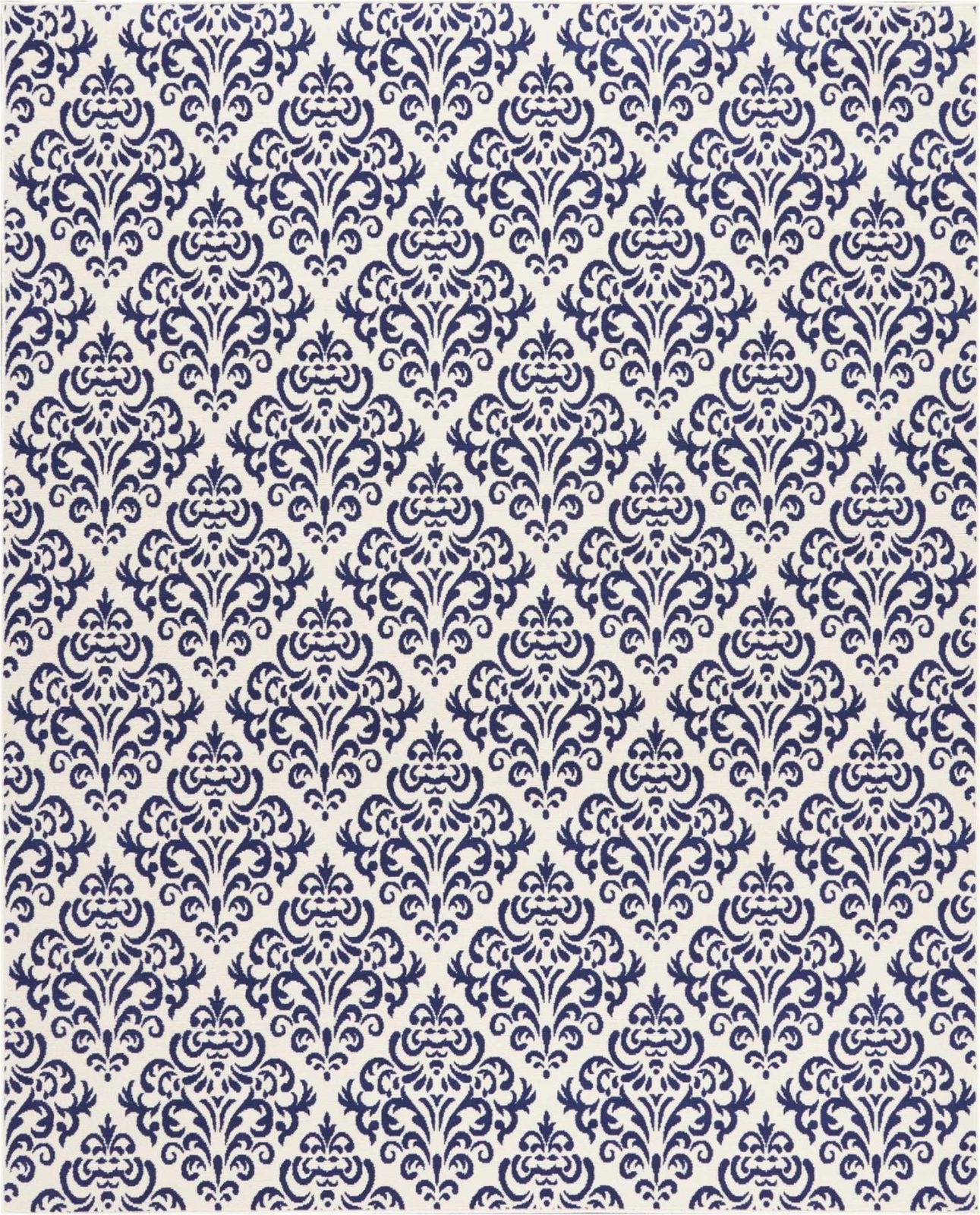 8′ X 10′ Blue and White Damask Area Rug