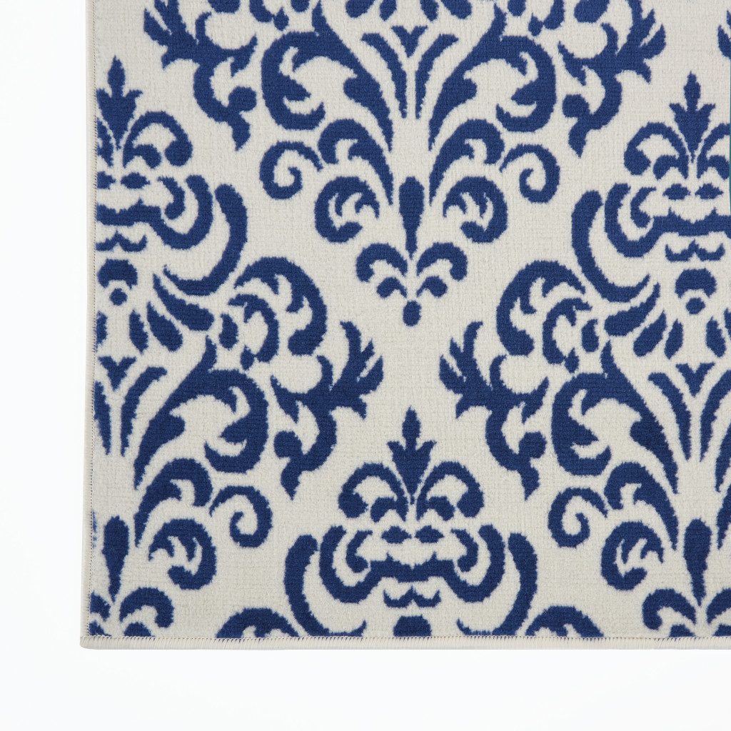 8′ X 10′ Blue and White Damask Area Rug