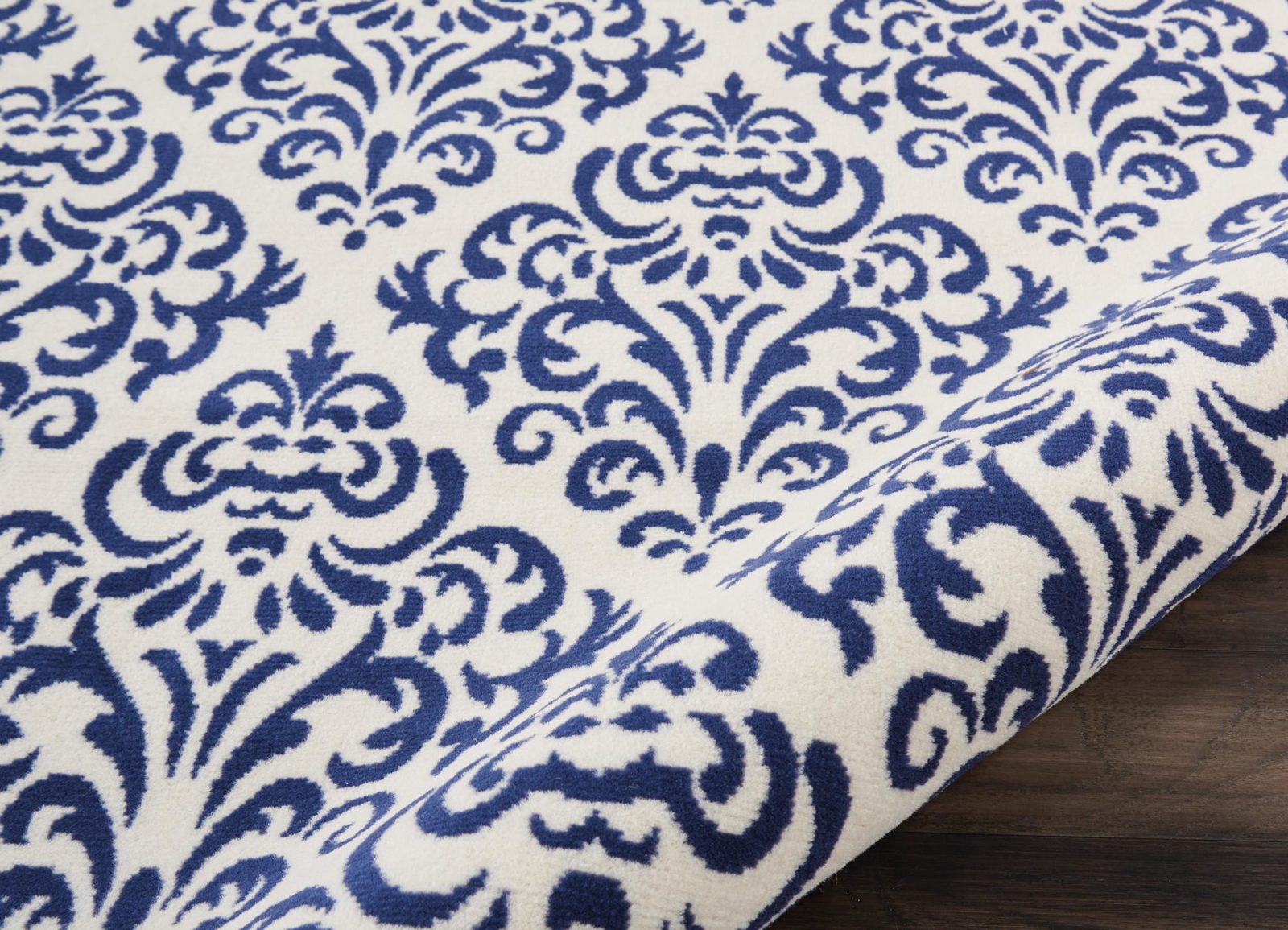 8′ X 10′ Blue and White Damask Area Rug