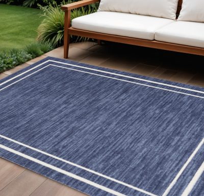 10′ X 14′ Navy and Ivory Indoor Outdoor Area Rug