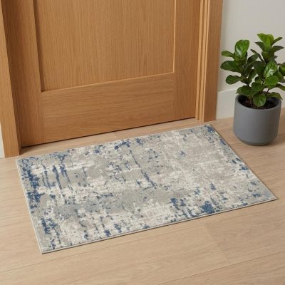 2′ X 4′ Gray and Ivory Abstract Area Rug