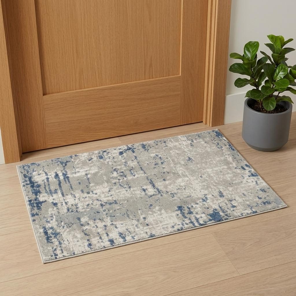 2′ X 4′ Gray and Ivory Abstract Area Rug