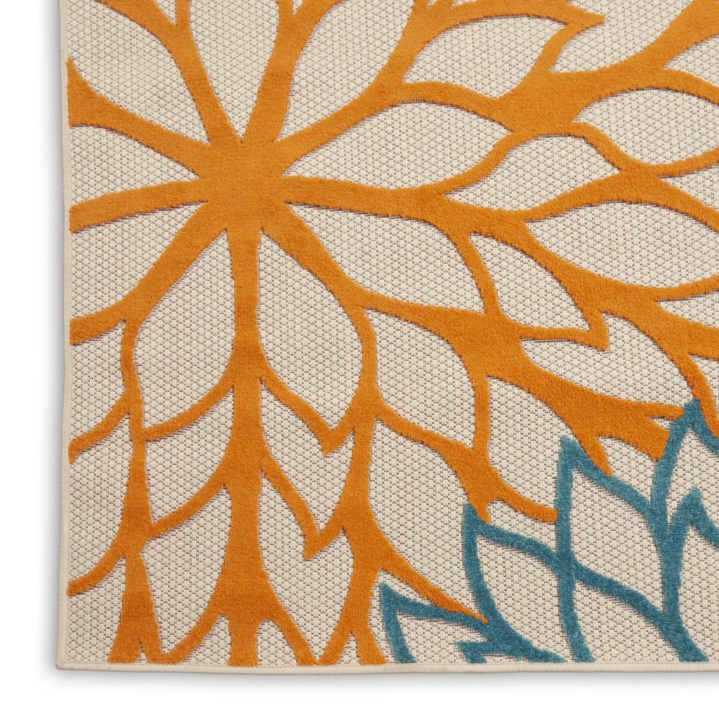 6′ Orange Red Green And Blue Floral Indoor Outdoor Runner